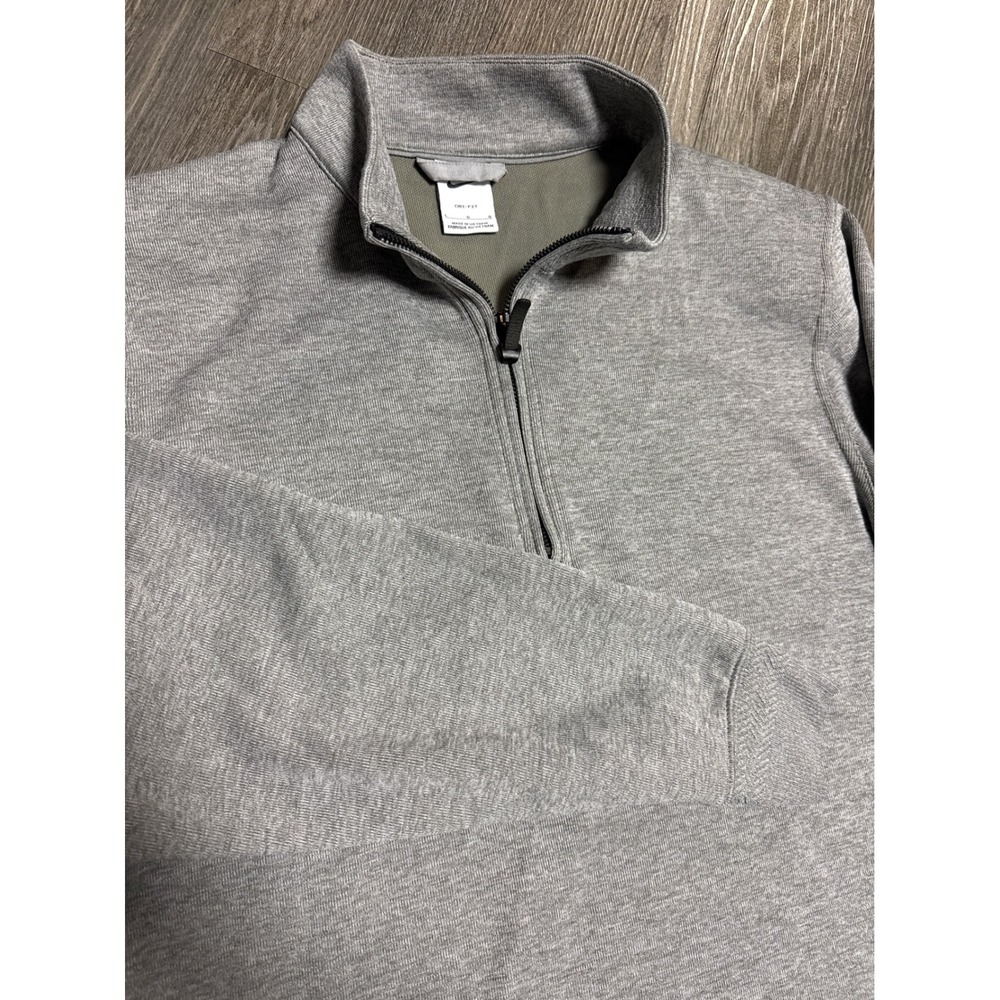 Nike Dri-FIT Mens L Grey Quarter Zip Pullover DH0986-003 Mock Neck Sweatshirt